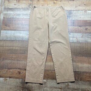 Chico's Tan Flat Front Pants size 6 Short (Chico's 0.5 Short)